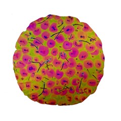 Cherries Fruit Food Neon Texture Fluorescent Standard 15  Premium Flano Round Cushions by Wegoenart