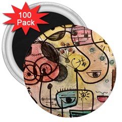 Puzzle Abstract Drawing Mysterious 3  Magnets (100 pack)