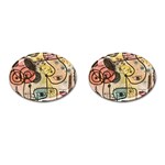 Puzzle Abstract Drawing Mysterious Cufflinks (Oval) Front(Pair)