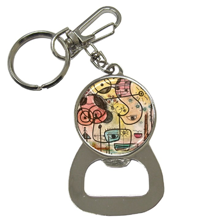 Puzzle Abstract Drawing Mysterious Bottle Opener Key Chain