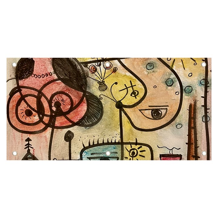 Puzzle Abstract Drawing Mysterious Banner and Sign 6  x 3 