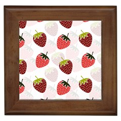 Strawberry Fruit Pattern Background Framed Tile by Wegoenart