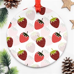 Strawberry Fruit Pattern Background Ornament (round) by Wegoenart