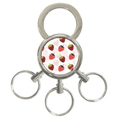 Strawberry Fruit Pattern Background 3-ring Key Chain by Wegoenart