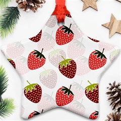 Strawberry Fruit Pattern Background Star Ornament (two Sides)