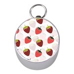 Strawberry Fruit Pattern Background Mini Silver Compasses Front