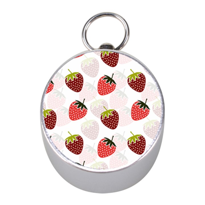 Strawberry Fruit Pattern Background Mini Silver Compasses