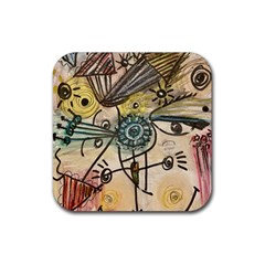 Thoughts Thinkingknowledge Drawing Rubber Coaster (square) by Wegoenart