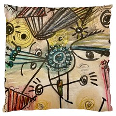 Thoughts Thinkingknowledge Drawing Large Cushion Case (two Sides) by Wegoenart