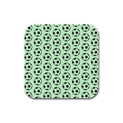 Pattern Ball Soccer Background Rubber Square Coaster (4 Pack) by Wegoenart