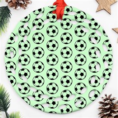 Pattern Ball Soccer Background Ornament (Round Filigree)