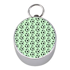 Pattern Ball Soccer Background Mini Silver Compasses by Wegoenart