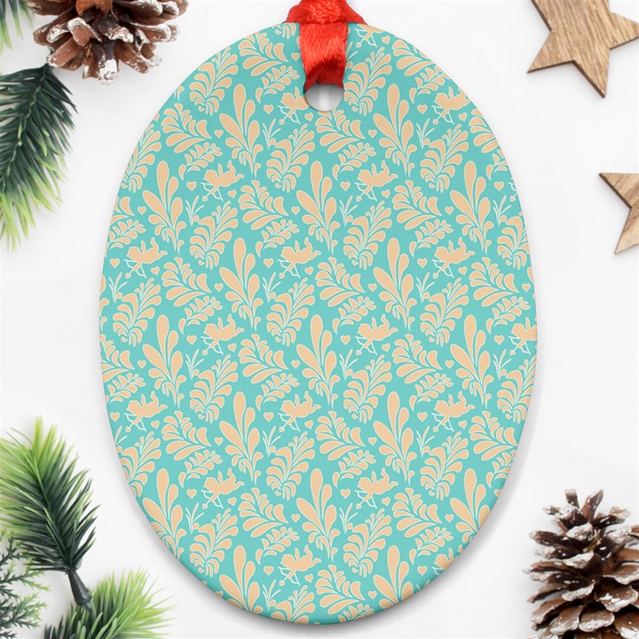 Contrasting Leaves Oval Ornament (Two Sides)