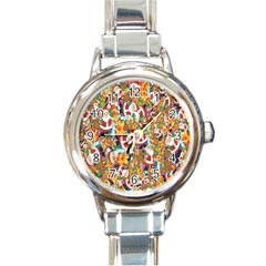 Background-santaclaus-gift-christmas Round Italian Charm Watch by nateshop