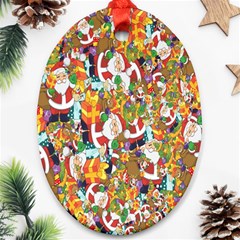 Background-santaclaus-gift-christmas Oval Ornament (two Sides) by nateshop