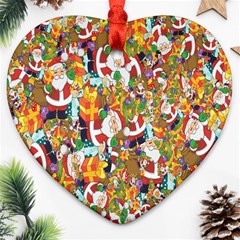 Background-santaclaus-gift-christmas Heart Ornament (two Sides) by nateshop