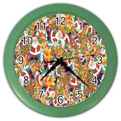 Background-santaclaus-gift-christmas Color Wall Clock by nateshop