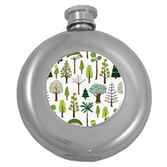 Chrismas Tree Greeen  Round Hip Flask (5 Oz) by nateshop