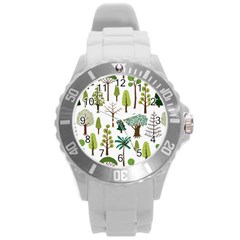 Chrismas Tree Greeen  Round Plastic Sport Watch (L)