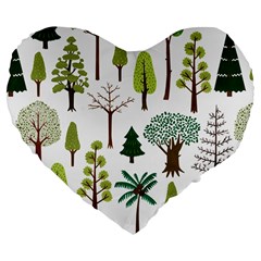 Chrismas Tree Greeen  Large 19  Premium Flano Heart Shape Cushions by nateshop