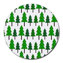 Chrismas Tree Greeen Round Mousepad by nateshop