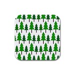 Chrismas Tree Greeen Rubber Square Coaster (4 pack) Front