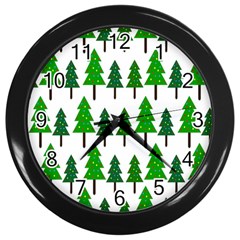 Chrismas Tree Greeen Wall Clock (black) by nateshop