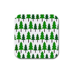 Chrismas Tree Greeen Rubber Square Coaster (4 Pack) by nateshop