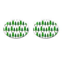 Chrismas Tree Greeen Cufflinks (oval) by nateshop