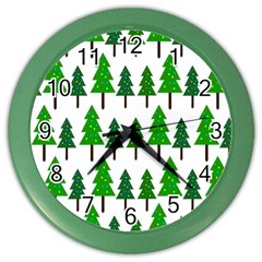 Chrismas Tree Greeen Color Wall Clock by nateshop