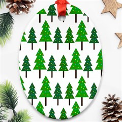 Chrismas Tree Greeen Oval Ornament (two Sides) by nateshop