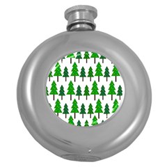 Chrismas Tree Greeen Round Hip Flask (5 Oz) by nateshop