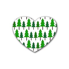 Chrismas Tree Greeen Rubber Heart Coaster (4 Pack) by nateshop