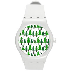 Chrismas Tree Greeen Round Plastic Sport Watch (m) by nateshop