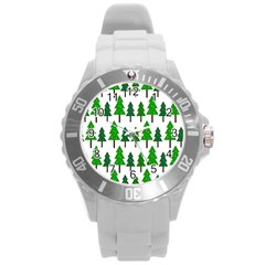 Chrismas Tree Greeen Round Plastic Sport Watch (l) by nateshop