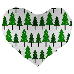 Chrismas Tree Greeen Large 19  Premium Flano Heart Shape Cushions by nateshop