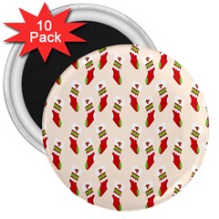 Christmas-background-christmas-stockings 3  Magnets (10 Pack)  by nateshop