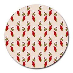 Christmas-background-christmas-stockings Round Mousepad by nateshop