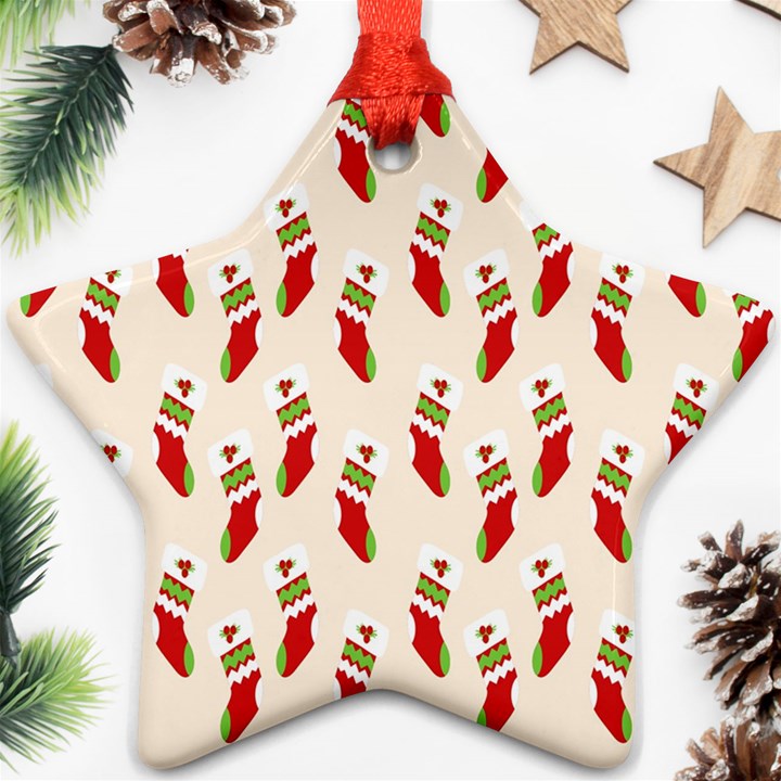 Christmas-background-christmas-stockings Star Ornament (Two Sides)