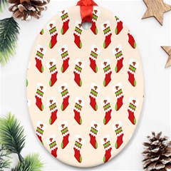 Christmas-background-christmas-stockings Oval Ornament (two Sides) by nateshop