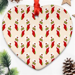 Christmas-background-christmas-stockings Heart Ornament (two Sides) by nateshop