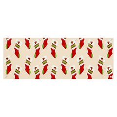 Christmas-background-christmas-stockings Banner And Sign 8  X 3  by nateshop