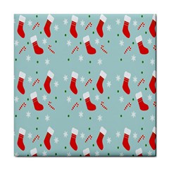 Christmas-pattern -christmas-stockings Tile Coaster by nateshop