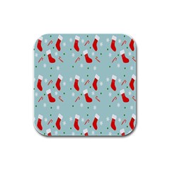 Christmas-pattern -christmas-stockings Rubber Square Coaster (4 Pack) by nateshop