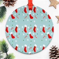 Christmas-pattern -christmas-stockings Ornament (round) by nateshop