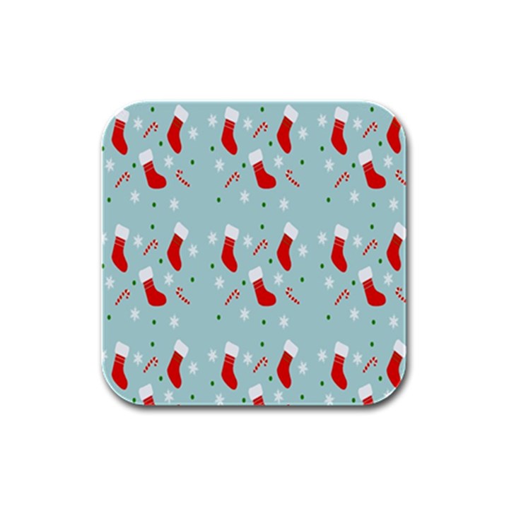 Christmas-pattern -christmas-stockings Rubber Square Coaster (4 pack)