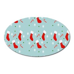 Christmas-pattern -christmas-stockings Oval Magnet by nateshop