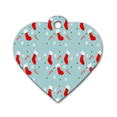 Christmas-pattern -christmas-stockings Dog Tag Heart (one Side) by nateshop