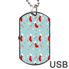 Christmas-pattern -christmas-stockings Dog Tag Usb Flash (two Sides) by nateshop