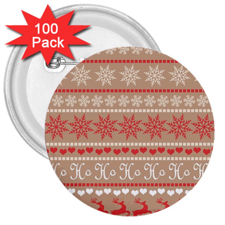 Christmas-pattern-background 3  Buttons (100 pack) 